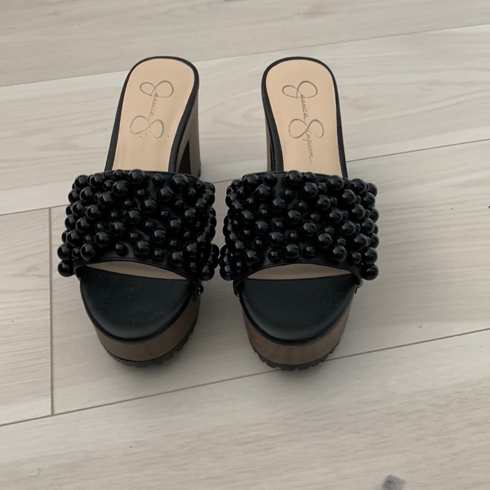 Jessica Simpson Beaded Black Sandals 5.5